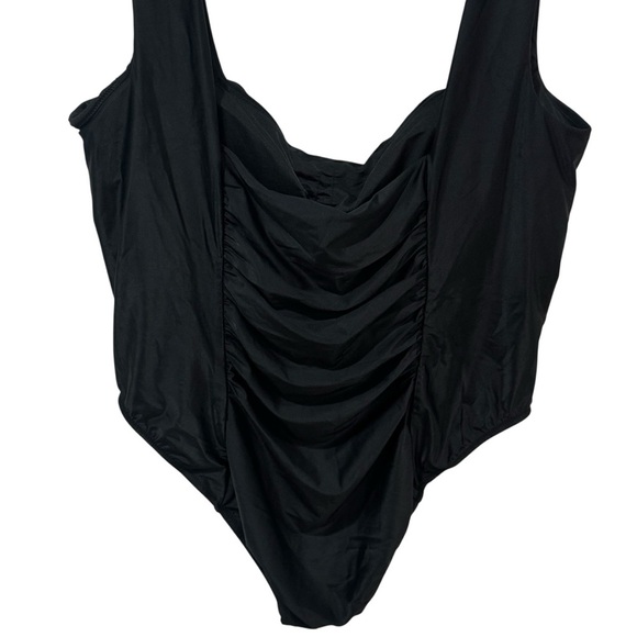 NEW J. Crew Black Ruched Square Neck One Piece Swimsuit Resort Beach Size 22 - Picture 7 of 13